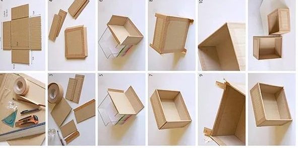 Tự làm kệ sách đơn giản với những hộp bìa cứng-1