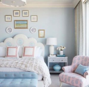 Phòng ngủ màu xanh pastel