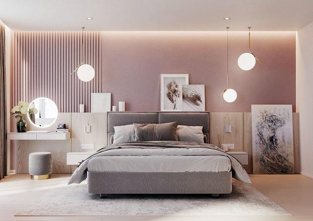 Thiết kế phòng ngủ màu hồng đơn giản, hiện đại theo xu hướng mới
