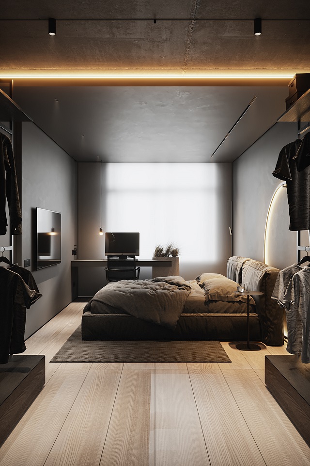 Ý tưởng thiết kế phòng ngủ màu xám thời thượng và cực chất