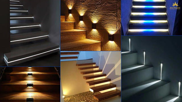 Các kiểu đèn Led hắt bậc cầu thang hiện đại