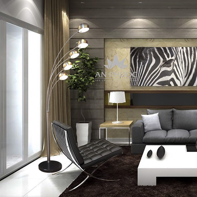 Đèn cây cần cong chiếu sáng nghệ thuật