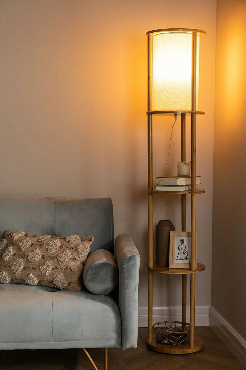 Đèn cây tích hợp kệ tủ